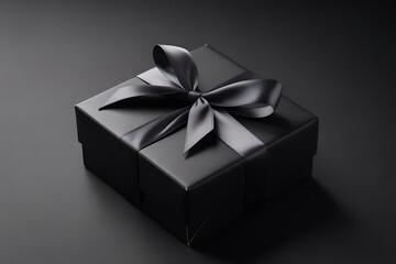 Elegant black gift box with satin ribbon bow for special occasions and celebrations