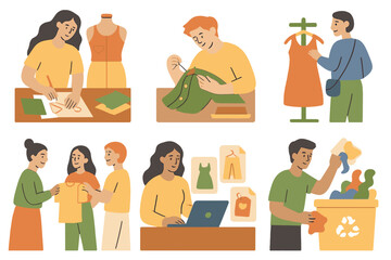 Fototapeta premium Fashion Design and Sewing, Minimalist flat design