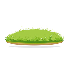 Cartoon patch of grass with small flowers, isolated on black for springtime or outdoor design elements