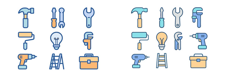 Collection of Tools and Building Supplies Icons