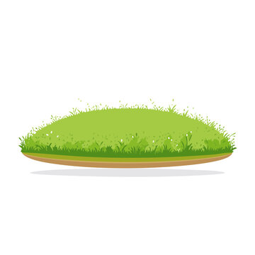 Cartoon patch of grass with small flowers, isolated on black for springtime or outdoor design elements