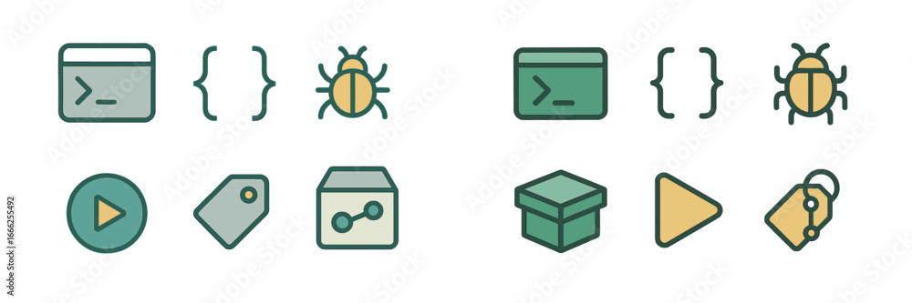Poster programming and development icons, minimalist flat design