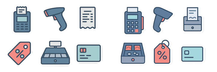 Retail Payment and Discount Symbols, Minimalist flat design