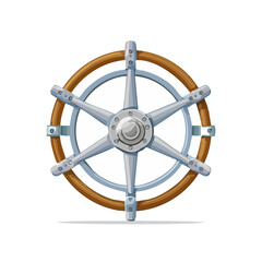 Obraz premium Illustration of a classic nautical ship steering wheel with wood and metal nautical theme symbol adventure vector