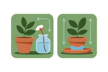 Plant propagation and watering methods isolated on transparent background
