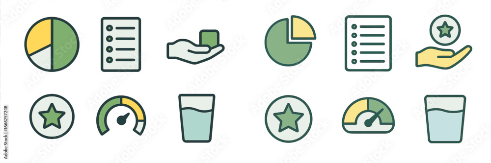 Poster business icons with charts and performance indicators