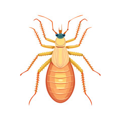 Isolated cartoon style termite with spiky legs detailed anatomy on dark background bug insect pest control home infestation vector