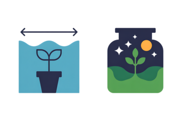 Plant growth in water and terrarium isolated on transparent background