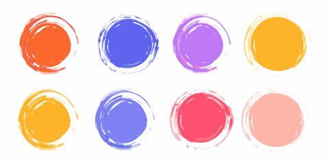 Collection of colorful watercolor circles on a white background abstract design elements