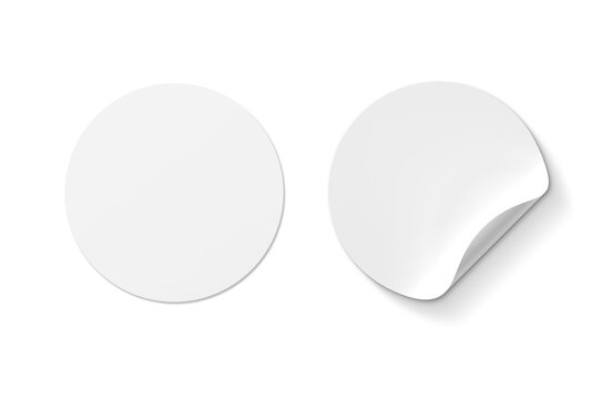 Round stickers isolated on transparent background. Mockup of blank label