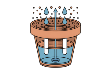 Hydroponic plant pot with water circulation isolated on transparent background