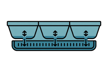 Diagram of a wave tank with water waves isolated on transparent background