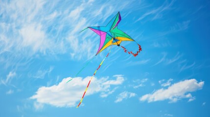 Blue Kites Flying High: Fun Leisure Activity on Sunny Summer Skies