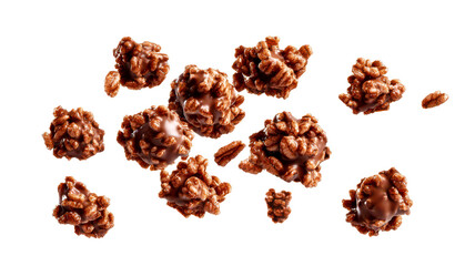 Obraz premium Realistic Chocolate Crackles with Rice Cereal Pieces Isolate on Transparent Background, cutout, png