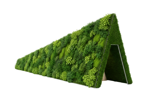 Green architecture with a natureinspired design isolated on transparent background, showcasing a modern and ecofriendly building structure in an urban setting