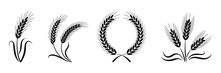 Black wheat stalks and wreath grain agriculture