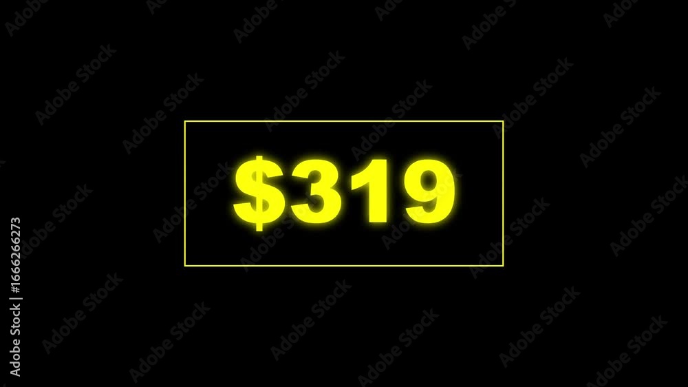 Poster usd currency counting. dollar countdown animation background. increasing counting dollar number 0 to