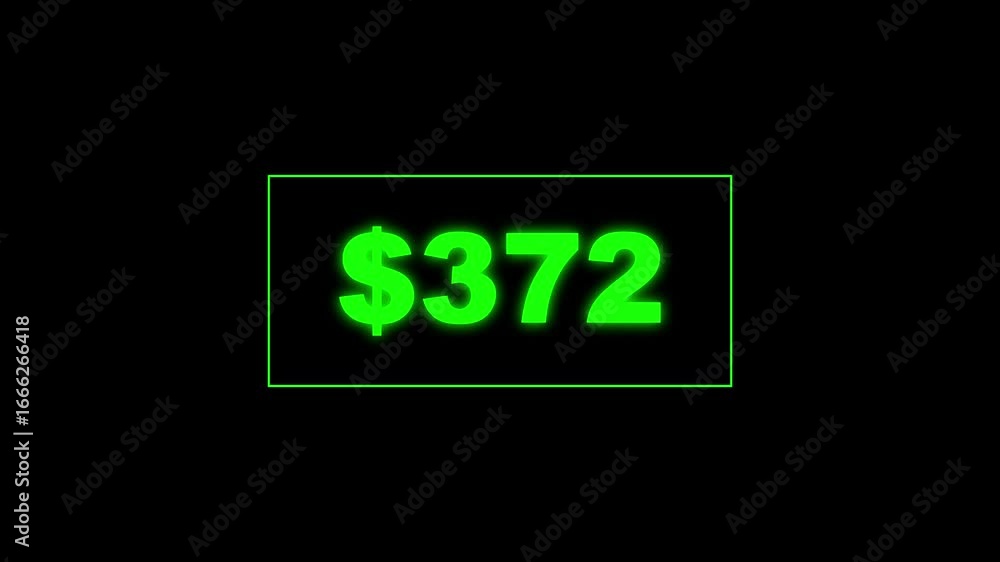Poster usd currency counting. dollar countdown animation background. increasing counting dollar number 0 to