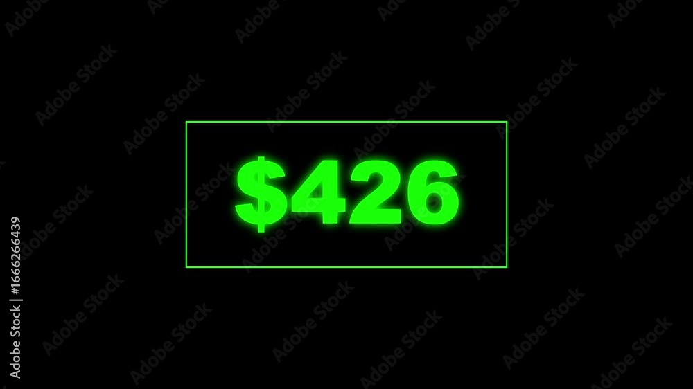 Poster usd currency counting. dollar countdown animation background. increasing counting dollar number 0 to