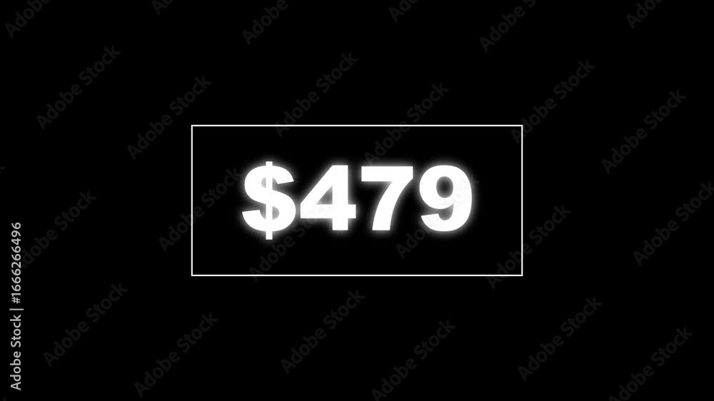 Poster usd currency counting. dollar countdown animation background. increasing counting dollar number 0 to