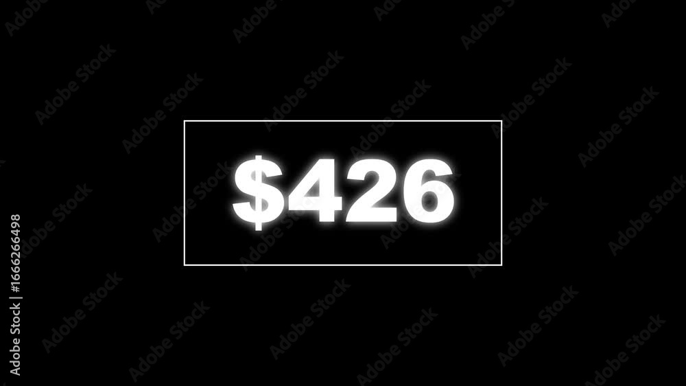 Poster usd currency counting. dollar countdown animation background. increasing counting dollar number 0 to