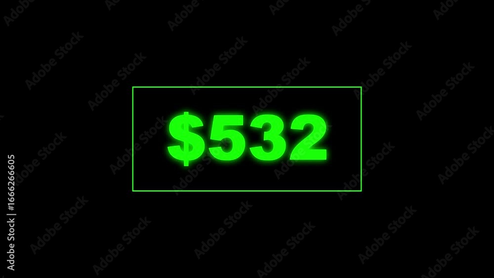 Poster usd currency counting. dollar countdown animation background. increasing counting dollar number 0 to