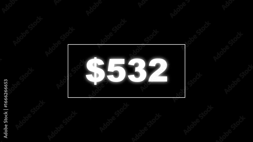Poster usd currency counting. dollar countdown animation background. increasing counting dollar number 0 to