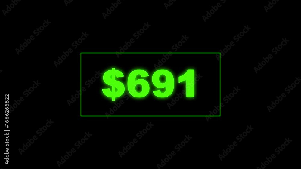 Poster usd currency counting. dollar countdown animation background. increasing counting dollar number 0 to