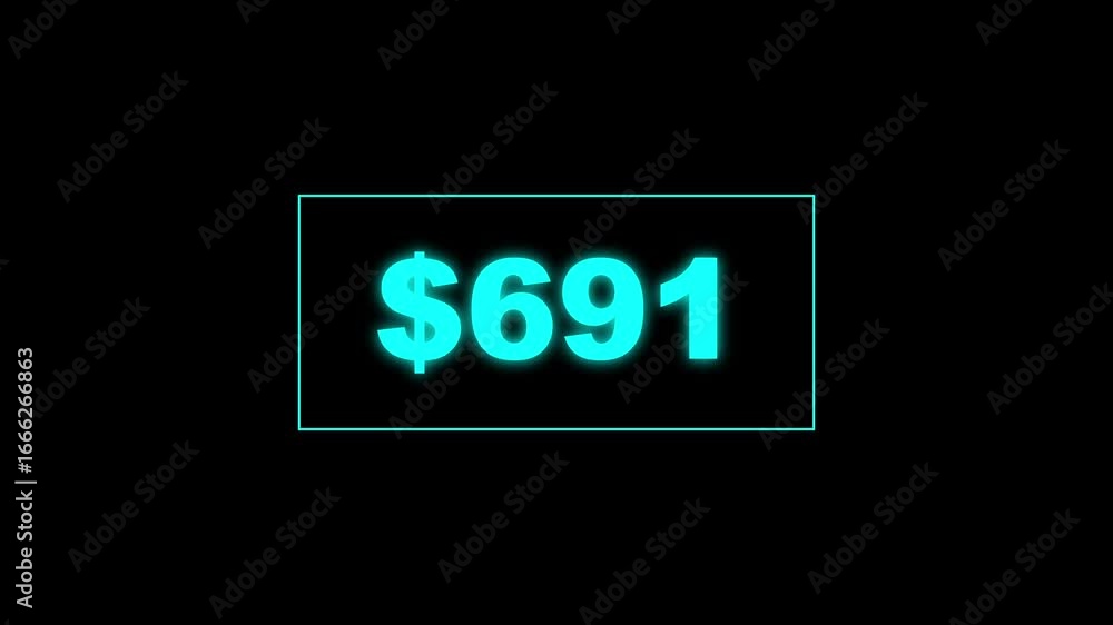 Poster usd currency counting. dollar countdown animation background. increasing counting dollar number 0 to