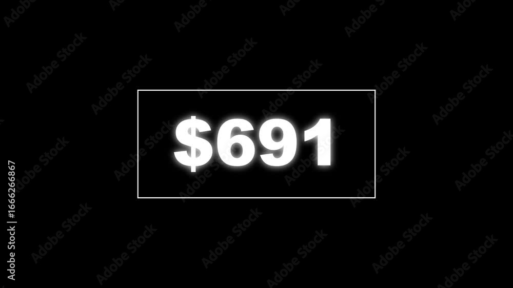 Poster usd currency counting. dollar countdown animation background. increasing counting dollar number 0 to