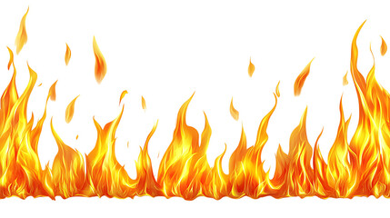 Orange fire flames licking upward isolated on white background transparent png