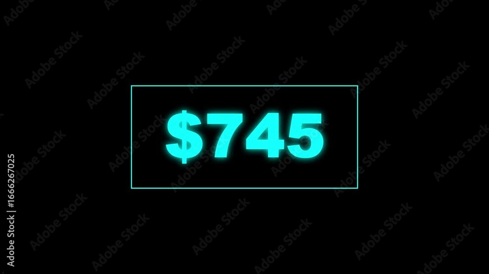 Poster usd currency counting. dollar countdown animation background. increasing counting dollar number 0 to