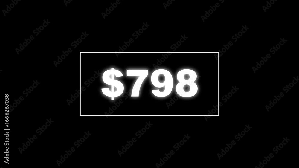 Poster usd currency counting. dollar countdown animation background. increasing counting dollar number 0 to