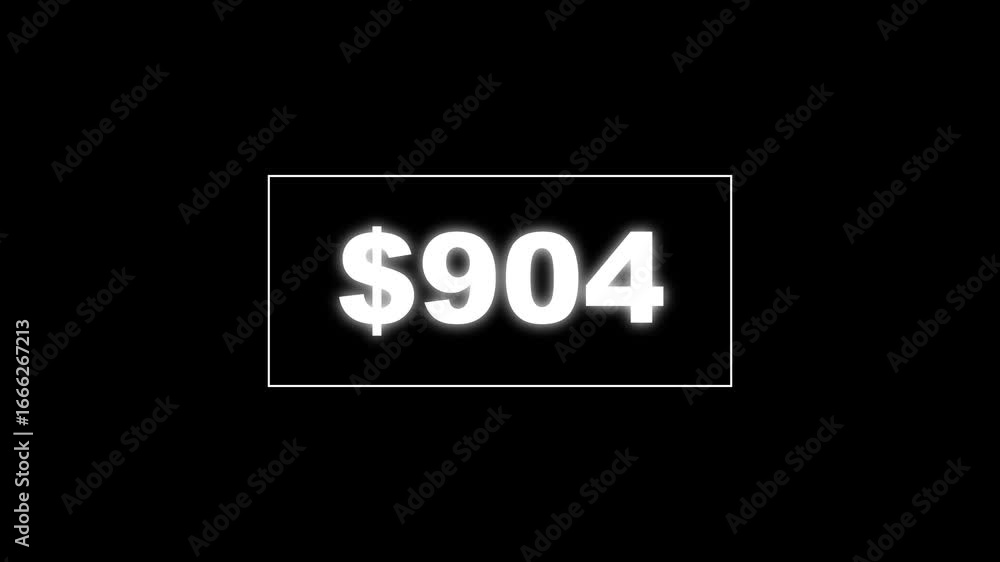 Poster usd currency counting. dollar countdown animation background. increasing counting dollar number 0 to