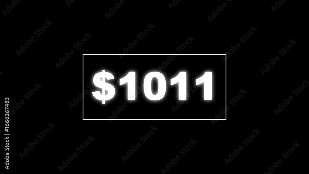 Poster usd currency counting. dollar countdown animation background. increasing counting dollar number 0 to