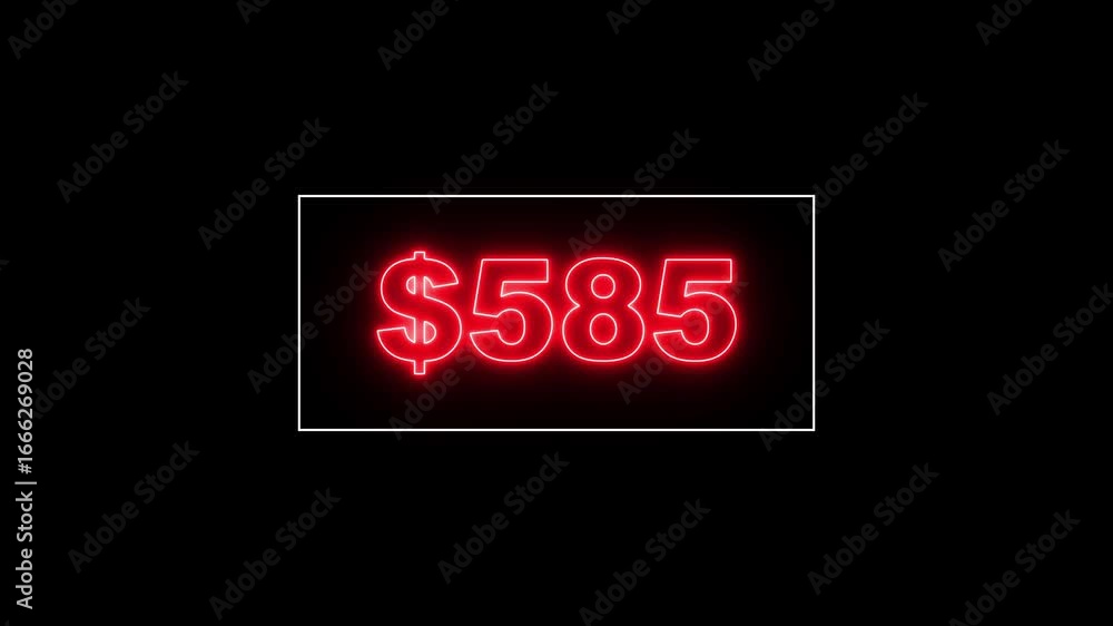Poster glowing neon line 1.1 thousand dollar counter animation, 1.1 thousand counting from 0 to 1100$, vide