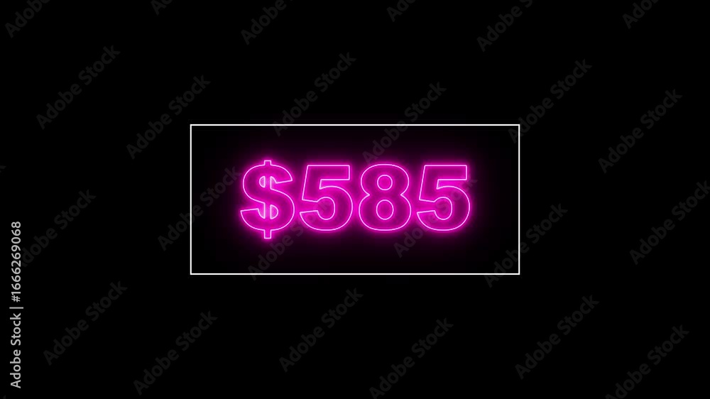 Poster glowing neon line 1.1 thousand dollar counter animation, 1.1 thousand counting from 0 to 1100$, vide