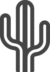 Minimalist saguaro cactus icon, gray graphic symbol of desert nature