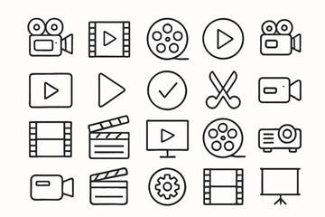 Video and Film Production Icons video camera film strip