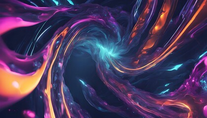 Abstract Neon Fluid Waves Background Colorful Pink and Blue Energy Flow