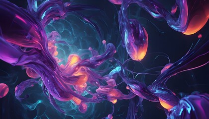 Abstract Neon Fluid Waves Background Colorful Pink and Blue Energy Flow