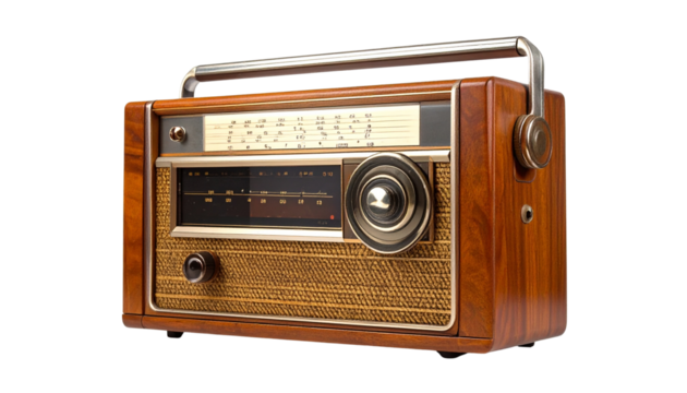 old radio isolated on transparent background