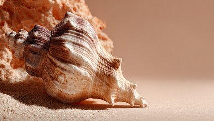 Detailed seashell on sand