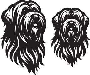 Briard Dog vector in black and white 