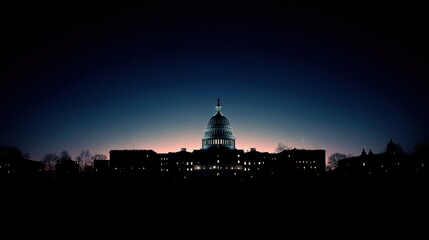Capitol Silhouette. House of Power: Washington D.C. Capitol Building at Night