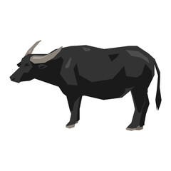Buffalo in geometric shape. Flat vector illustration.