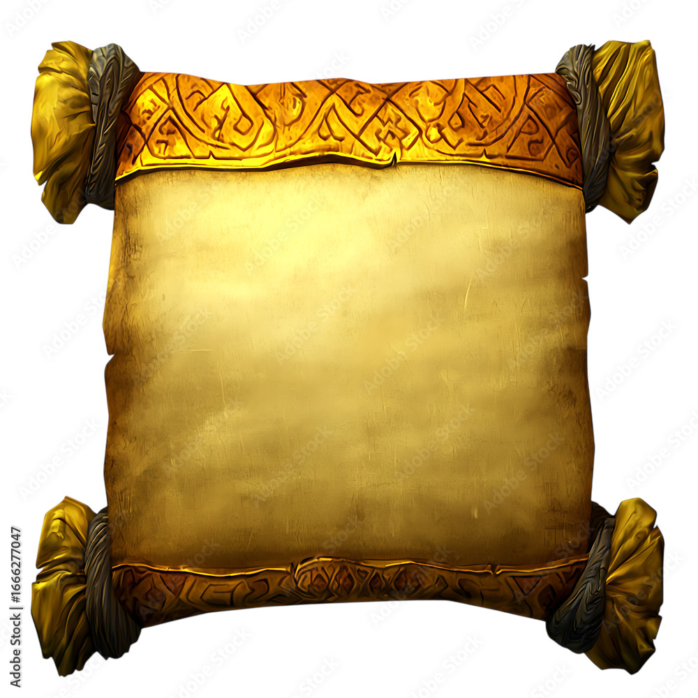 Poster old scroll parchment with decorative border isolated on white background transparent png