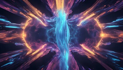 Abstract Neon Fluid Waves Background Colorful Pink and Blue Energy Flow