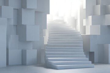 Obraz premium Enter Stairway. 3D Illustration of Abstract Staircase Background