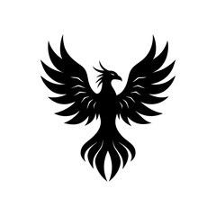 Obraz premium Elegant golden phoenix silhouette rising vector illustration scalable graphic art